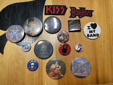 Vintage Rock, Heavy Metal Pinback Buttons, Patches Lot Of 15 picture