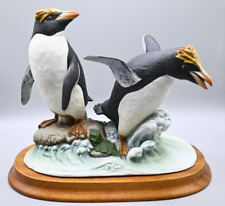 ANDREA BY SADEK HTF #6573 Rock Hopper Double Penguins in Original Box Porcelain picture