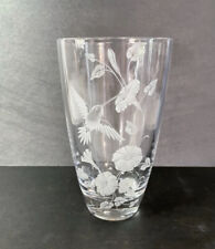 Fostoria Hummingbird Etched Vase 24% Lead Crystal 7.5
