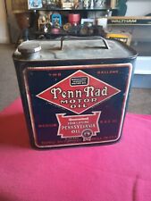 Antique 1935 PENN-RAD OIL CAN 100% Pure Pennsylvania Two Gallon RADBILL CO Rare picture
