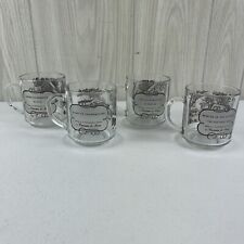 Vintage 4 Currier & Ives Luminarc Glass Mugs 