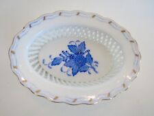 Beautiful Blue & White HEREND Small Oval TRINKET DISH 3.75