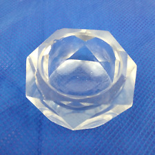 Crystal Salt Cellar Dish Small Hexagon 1.5 inches Wide Vintage Spices Holder picture