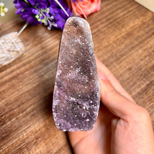 325g High Quality Amethyst geode quartz Crystal cluster Cutbase healing 49th picture