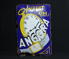 Vintage Angora Watches Porcelain Enamel Signboard 1970 picture