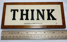 Vintage IBM Think Sign Wood Rare Compliments of IBM Corp 7