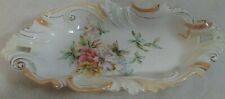 Vintage Candy Tray Relish  Dish Hand Painted Porcelain Floral Scallop Trim picture