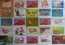 25 Vintage 1970s Postcards: Christmas Poinsettias Santa Animals Children Lot 90 picture
