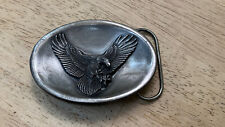 BERGAMOT Flying Landing Hunting Eagle Pewter Belt Buckle 1988 - 3.5 inches wide picture