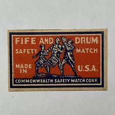 FIFE AND DRUM SAFETY MATCH COMMONWEALTH SAFETY MATCH CORP. MATCHBOX LABEL picture