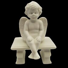 Vintage Cherub Sitting on Bench 2-piece Porcelain Figurine Home & Garden Party picture
