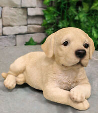 Lifelike Adorable Labrador Puppy Dog Lying On Belly With Crossed Arms Figurine picture