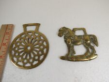 Brass Horse Medallion Vintage English SET OF 2 HORSE ,MEDALLION SET SHIPPING picture