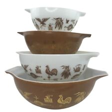 Vintage Pyrex Cinderella Mixing Bowls Lot 4 Early American Brown 441 442 443 444 picture