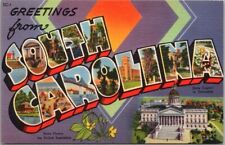 SOUTH CAROLINA Large Letter Greetings Postcard State Capitol / Asheville Linen picture