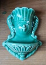 Vintage Green Ceramic Wall Pocket Match Safe, Possibly Camark Pottery?  picture