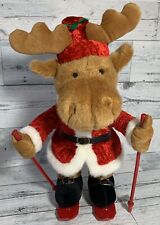Vtg. Animated Christmas Moose on skies Jusren Marks Plush Works Clean picture