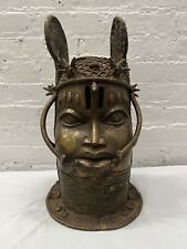 19th Century Bronze Head of a Benin King  (Oba) -- 16.5