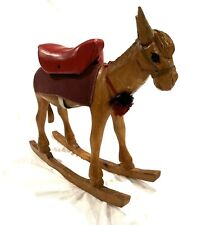 Vintage Handmade, Hand carved Wooden Miniature Riding Rocking Horse, 15”x19.5” picture