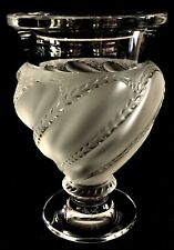 LALIQUE Ermenonville Swirl Pattern, Footed Vase. Frosted & Clear Crystal 5 5/8”. picture