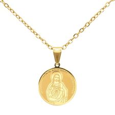 Catholic Town Stainless Steel Sacred Heart of Jesus Medal Necklace (SSPSCPNM-G) picture
