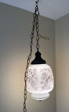 VTG 60s French Provencial Gold Rose Floral Hanging Swag Lamp On Chain picture