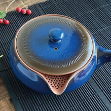 Japanese Kyusu Teapot with Tea Strainer Green Tea Tokoname Yaki Ware Deep Blue picture