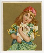 Kendall's Victorian Trade Card Kidney & Liver Sarsaparilla Girl Holding Cat picture
