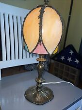 Vintage Caramel Slag Glass Tulip Boudoir Table Lamp-Lily Pad Base-NICE-L@@K picture
