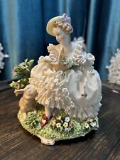 Stunning Dresden Porcelain Lace Figurine, 6” tall picture