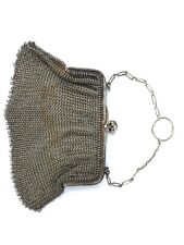 Antique Silver victorian Chain Mail Purse / Silver Mesh Evening Bag Silver 800 picture