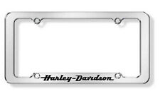 Harley-Davidson Silver with Black Letters Script Auto License Plate Frame CG6305 picture
