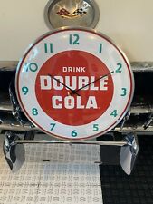 Vintage style DOUBLE COLA Round CLOCK 12 INCH NEW with GLASS FACE picture