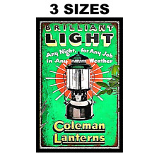 COLEMAN SIGN STICKER  VINTAGE REPLICA CAMPING COLEMAN LANTERNS  3 SIZES picture