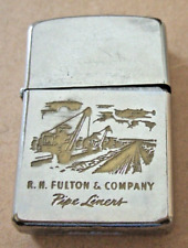 1958 ZIPPO LIGHTER  -  R.H. FULTON & COMPANY PIPE LINERS     66 YEARS OLD picture