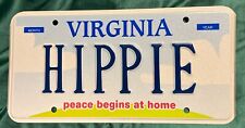 Expired Virginia Personalized Vanity License Plate HIPPIE Peace Man Cave Sign picture