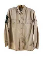 Vintage WW2 WWII U.S. Army Khaki Wool Shirt Identified Stenciled J M J Kohn picture
