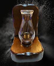 VTG Modernist Brutalist LG Wooden Bookend Glass Lantern Candlestick Brass Holder picture