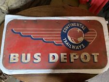 Vintage Porcelain Continental trailways Bus depot Sign Fresh Picked  picture