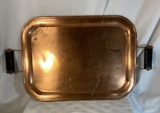 Copper Serving Tray With Wooden Handles VTG picture