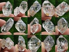 Natural Small 15 PCs Lot Of Water Clear Carbon Included Diamond Quartz Crystals picture