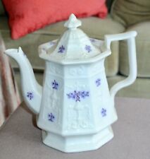 ANTIQUE CHELSEA WARE Purple Luster THISTLE PATTERN Coffee Pot IRONSTONE picture