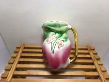 Vintage Floral Ceramic Pitcher Hand Painted   5 3/4