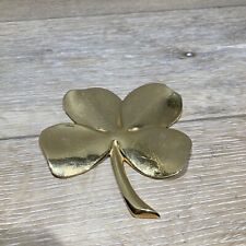 Vintage Gerity Four Leaf Clover Brass Lucky Irish Paperweight 4 3/4