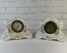 Pair Or Set Of Antique  NEW HAVEN Victorian Porcelain Wind-Up Mantel Clocks picture