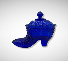 COBALT BLUE DEPRESSION STYLE GLASS SHOE BOOT COVERED CANDY DISH, Vintage, Bowl picture
