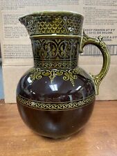 Vintage Ceramic/Porcelain Pitcher Brown & Gold 11.5” Tall / Marked DY 1187 picture