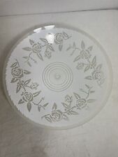 Vintage 12 5/8” Round Glass Ceiling Light Fixture Shade Frosted Etched Floral picture