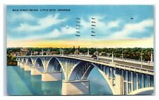 Postcard Main Street Bridge, Little Rock, Arkansas linen 1956 T54 picture