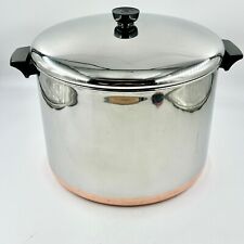 Vintage REVERE WARE 16 Qt Stock Pot/Lid Stainless Steel Copper Bottom 81 Rome NY picture